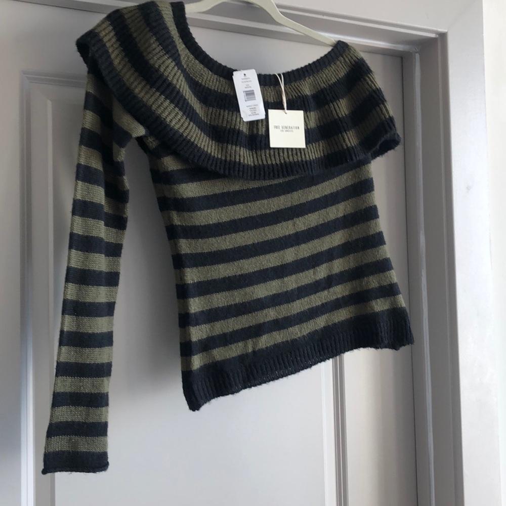 Free Generation striped one shoulder sweater